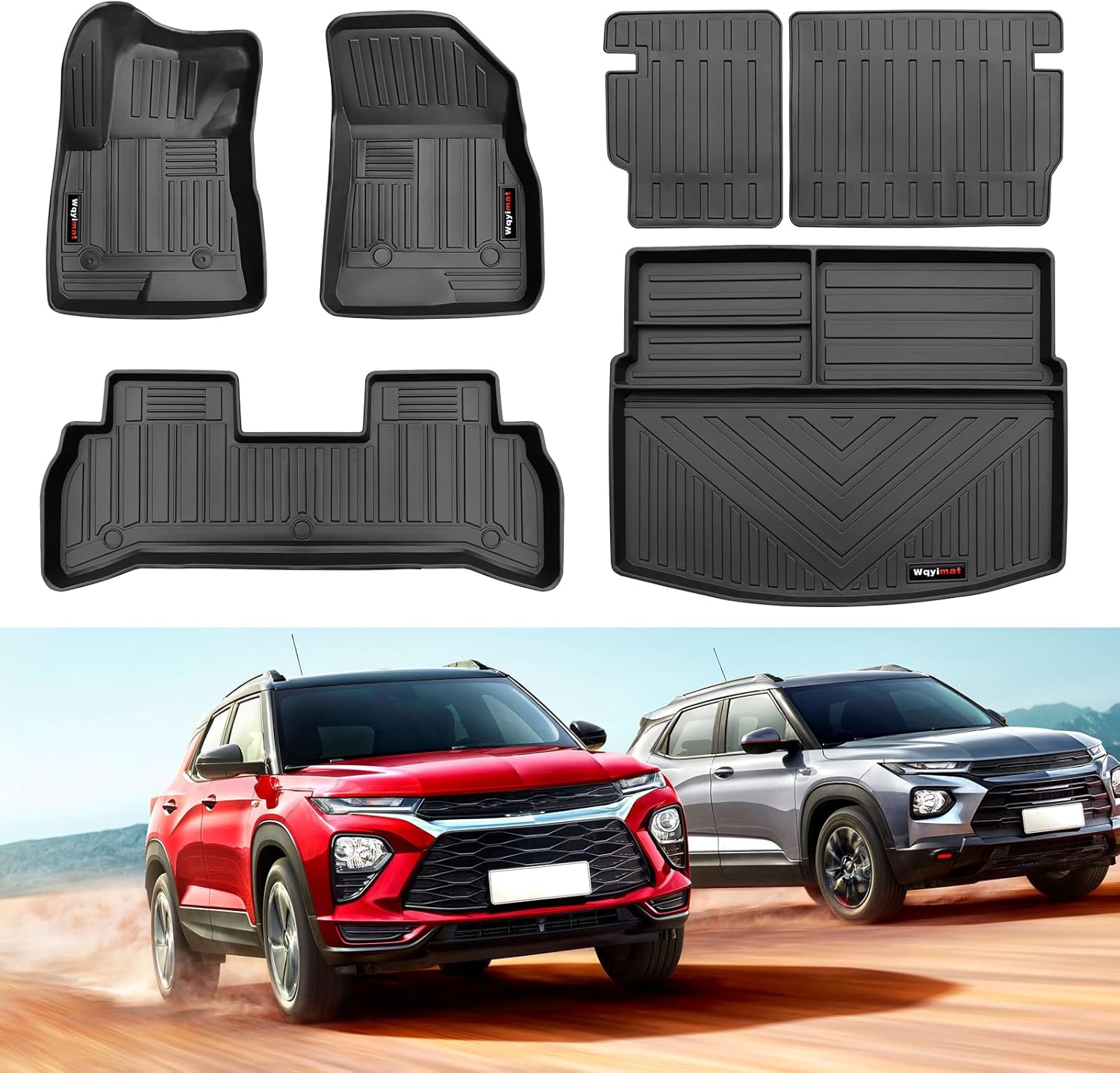 Custom Fit for 2021-2024 2025 Chevy Trailblazer Floor Mats Cargo Liner and Backrest Mat Set All Weather TPE for Chevrolet Trailblazer Accessories (for 2021-2024 Chevy Trailblazer FWD)