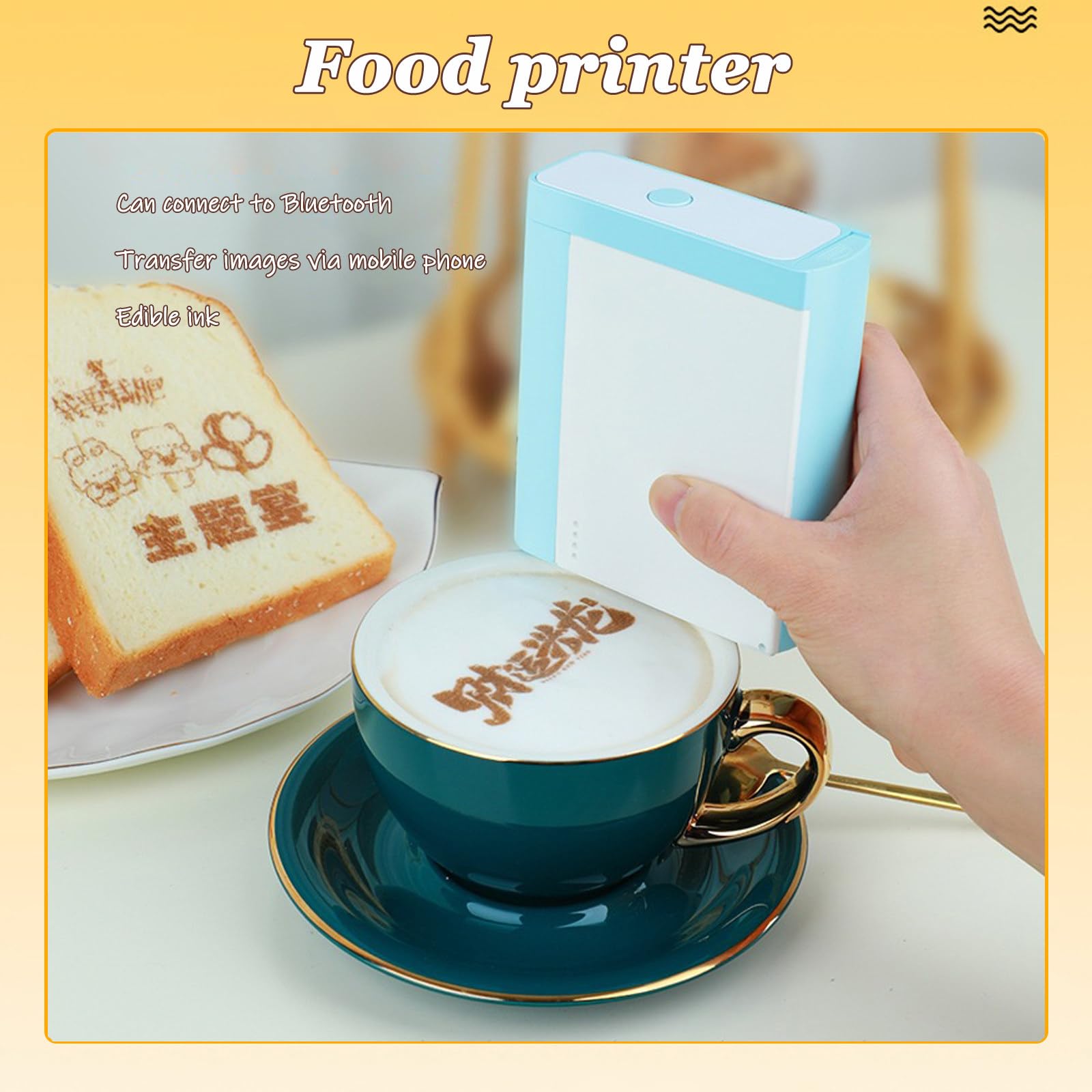 Piccola Stampante Alimentare A Getto D'inchiostro Immagini Personalizzabili Testo Sulle Torte Biscotto Schiuma USB C Ricaricabile Leggero Strumento Creativo Stampante Per Torte Brown+Black+Red