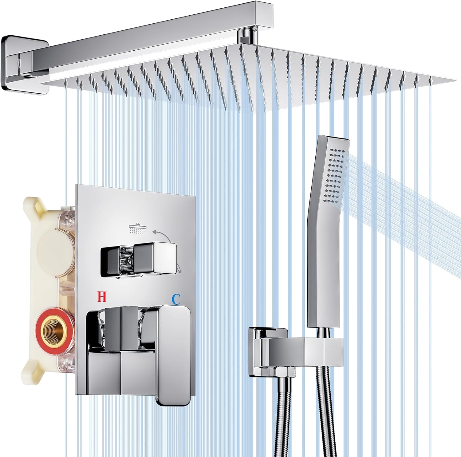 HotQing Shower System, 12 Inch Rainfall Shower System with High