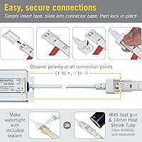 Vista 2 de Conector de cable de cable IP67 para exteriores de 12 pulgadas, color blanco, paquete de 2
