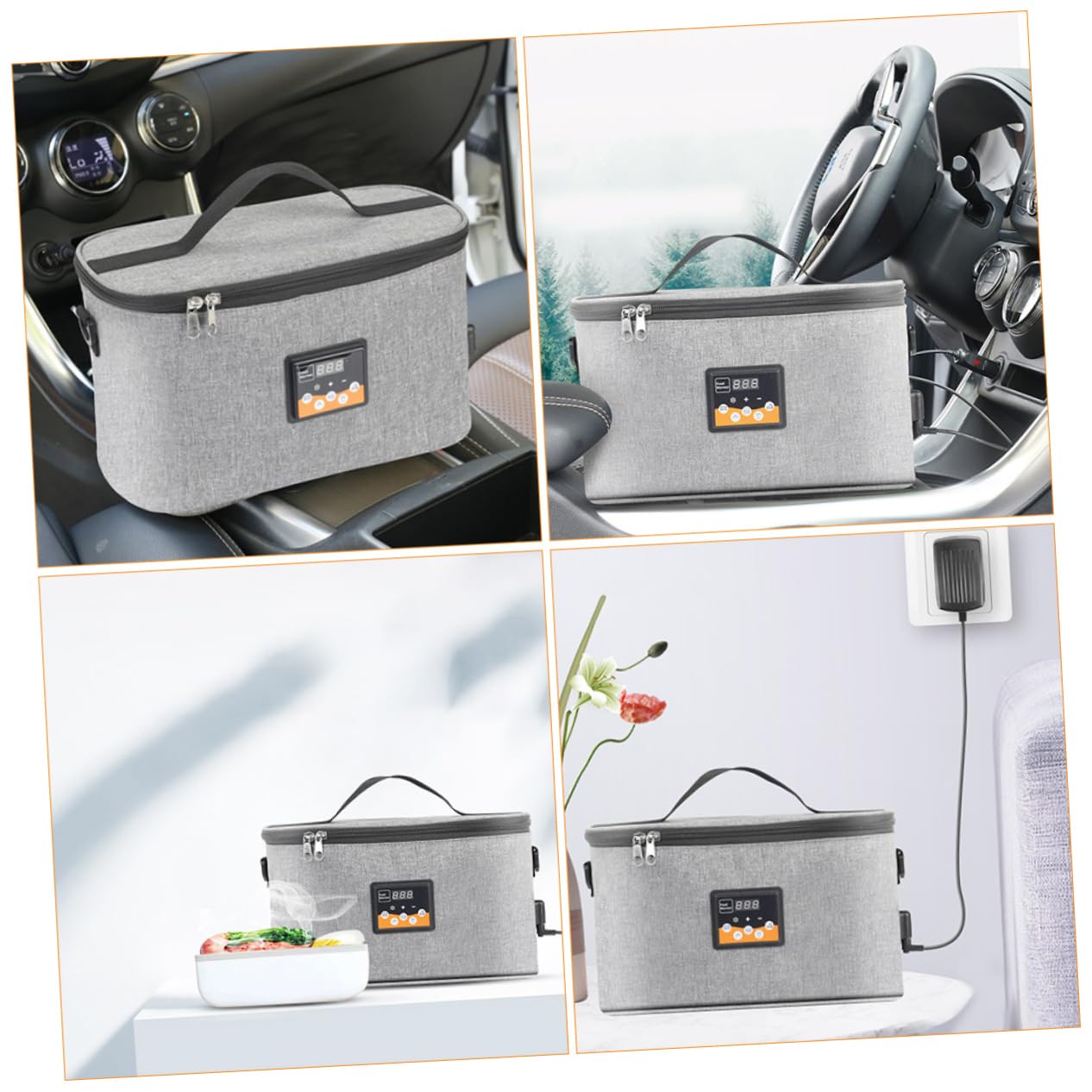 Alipis Babyflaschenwärmer Tragetasche zum Warmhalten von Speisen Elektrische Heiztasche Wärmetasche mit Echtzeittemperaturaufzeige für Unterwegs Passt an Viele Automodelle