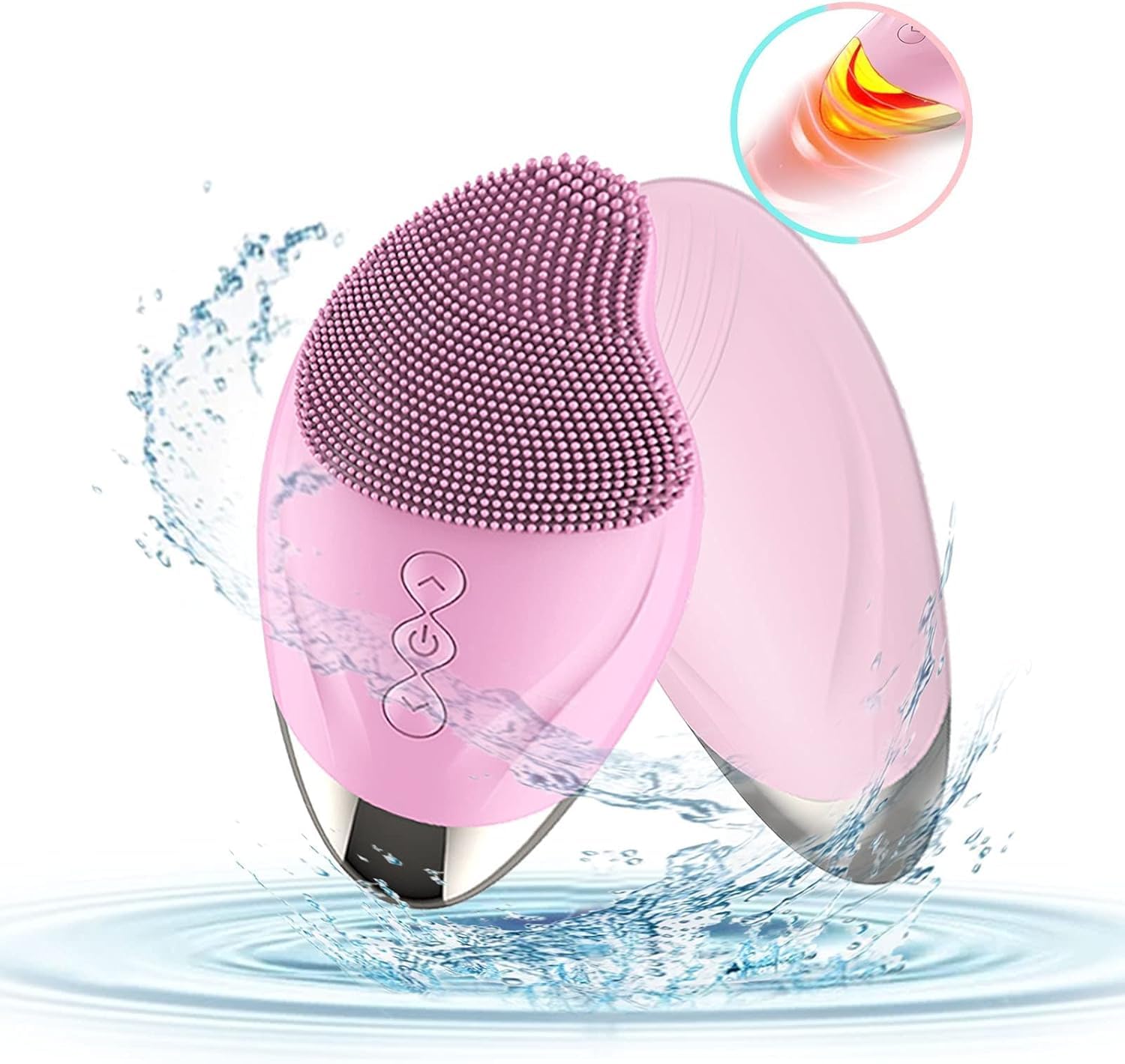 Bolivia's Sonic Facial Cleansing Brush, Power Face Scrubber with 5 Speed Modes, Waterproof 3 in 1 Anion Import with 48℃ Heating Massage, USB Rechargeable Silicone Face Brush