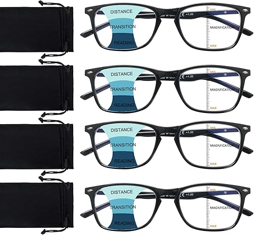 Miniatura 1 de BONCAMOR Paquete de 2 lentes de lectura progresivos multienfoque para hombres y mujeres, bloqueo de luz azul para computadora, lectores antifatiga