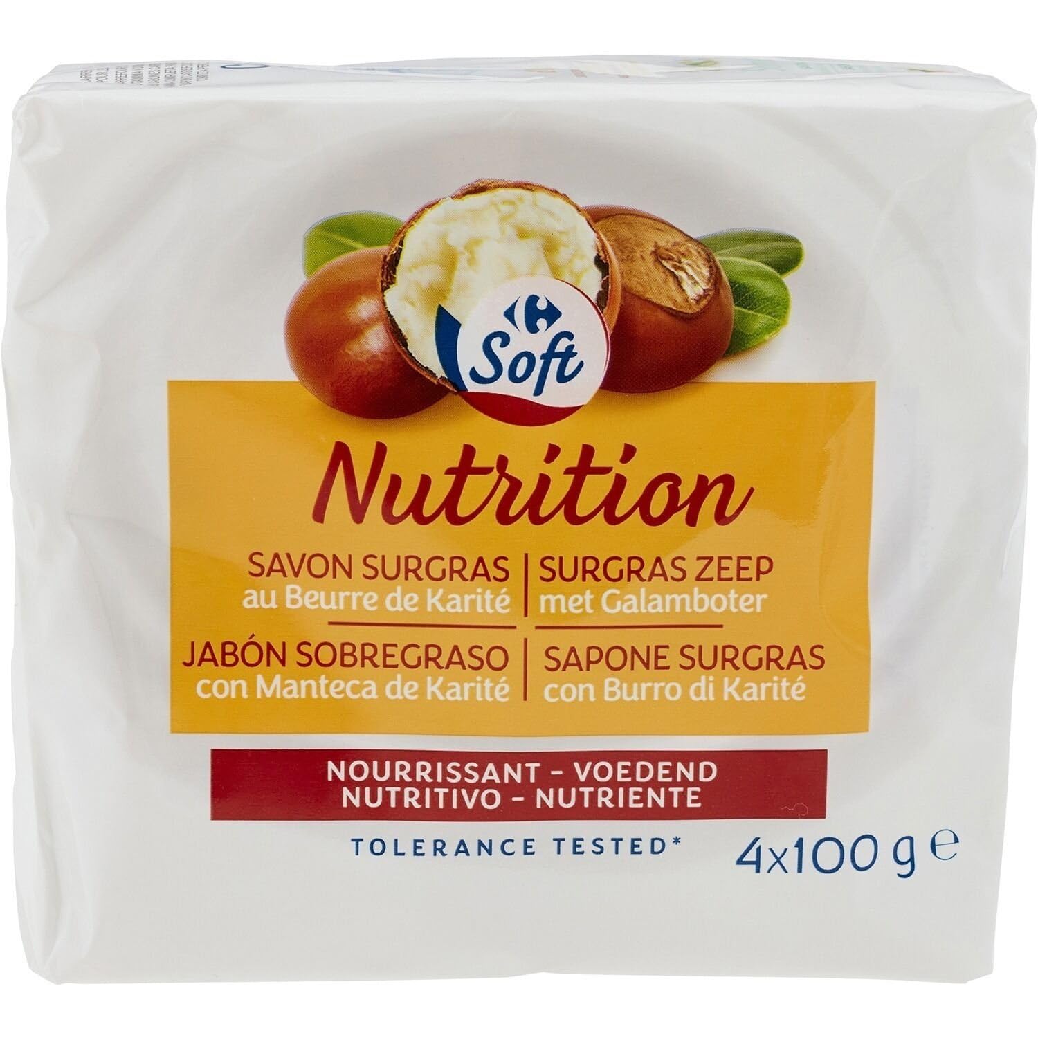 CARREFOUR SOFT - Soin Doux Surgras au Beurre de Karité, Hydratation Intense, x 100g - Lot De 4