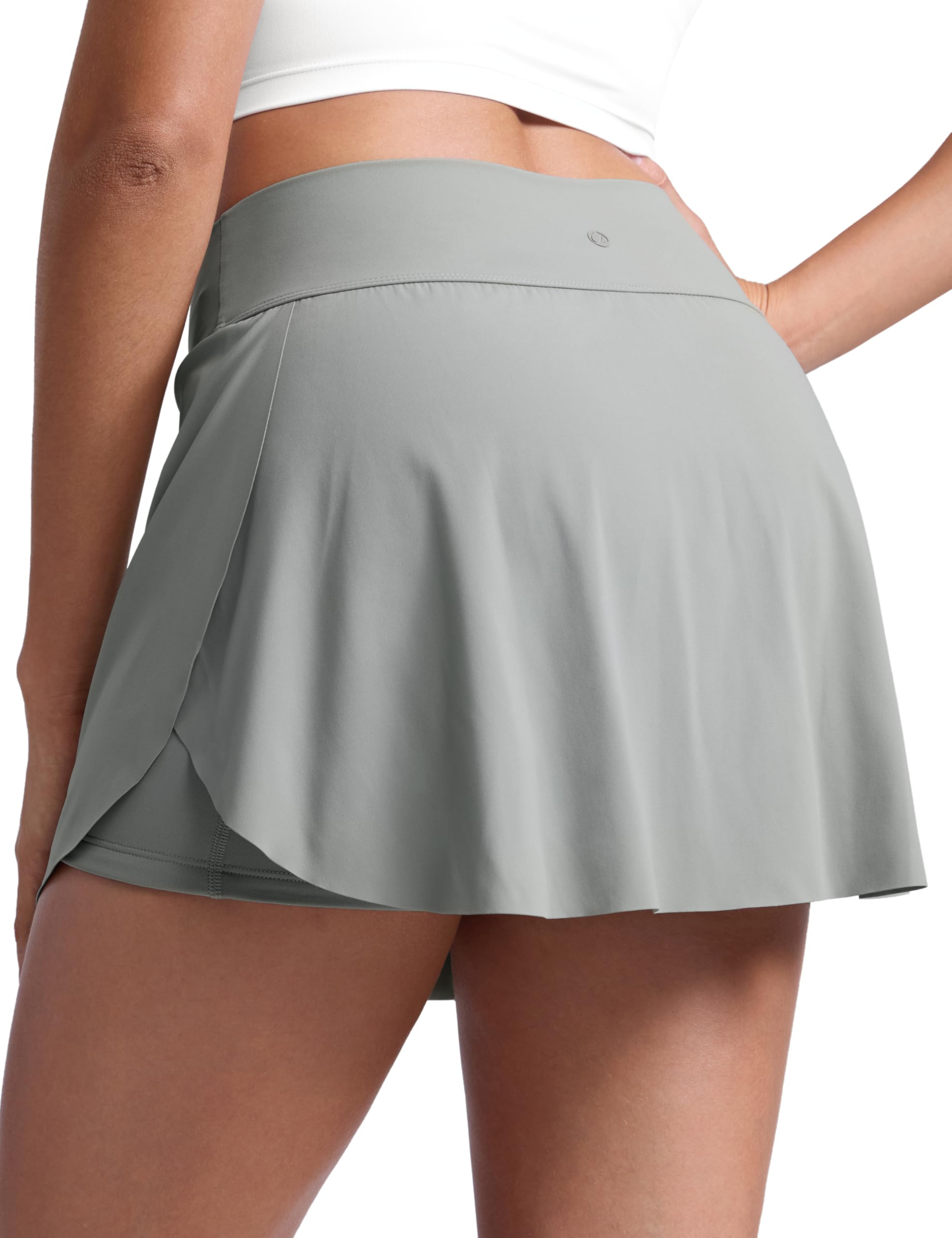 CRZ YOGA Womens Tennis Skirts High Waisted Mini A-line Side Slit Running Workout Skorts with Pockets Sterling 10