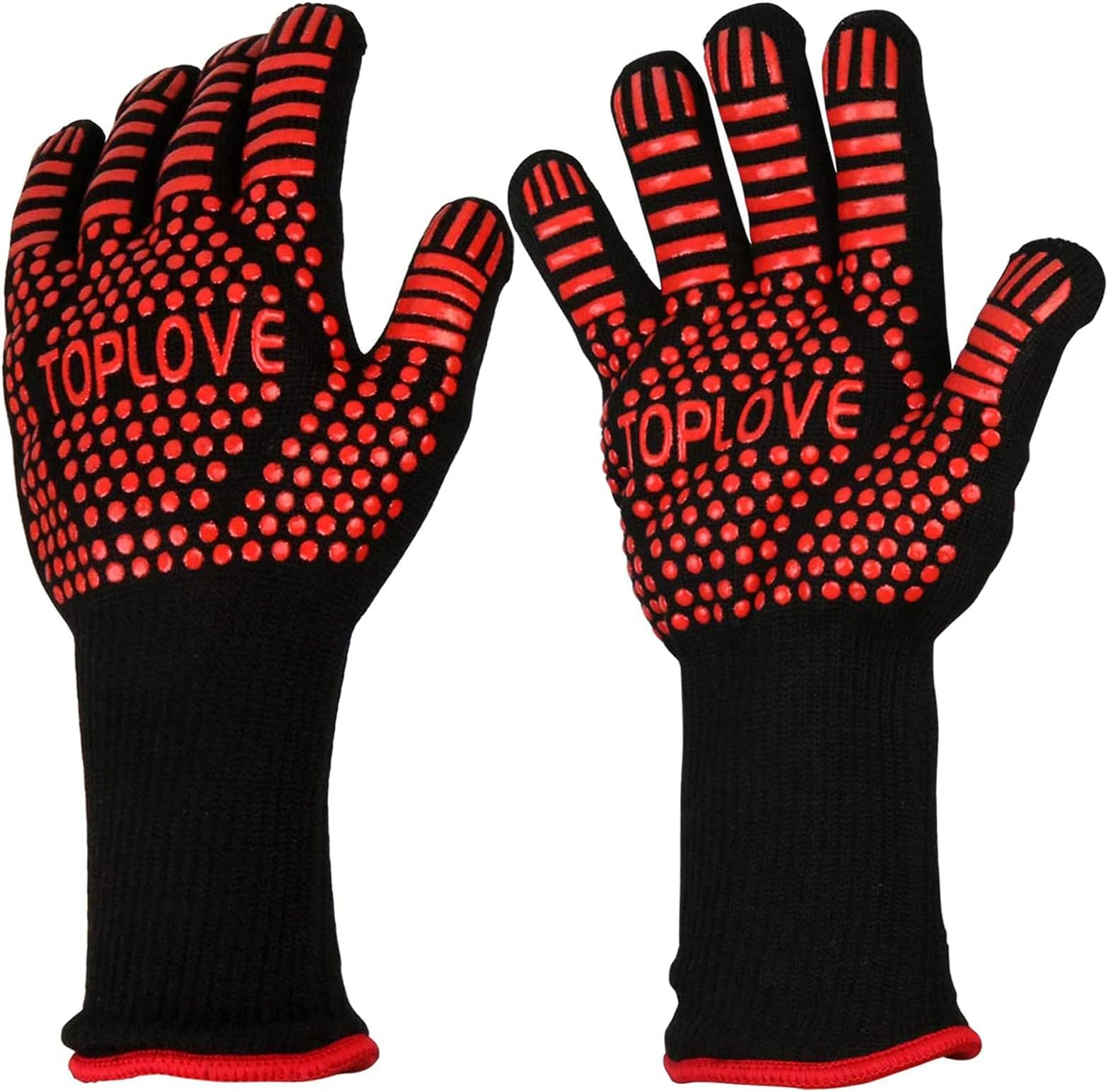 BBQ Grill Gloves [1472℉ NEWEST] EN407/EN420 CE Heat Resistant - Oven Silicone Glove Fireproof for Smoker Baking - High-temp Barbecue Grilling Potholders - Heat-insulated Cooking Mitt, X-Long