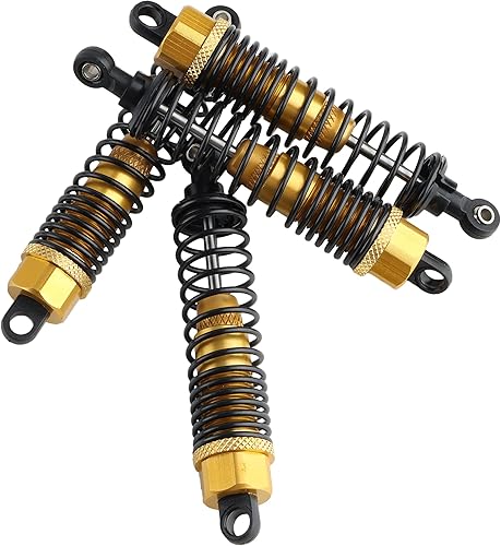 Miniatura 59 de 4 amortiguadores delanteros y traseros, suspensión ajustable de 3.858 in de aluminio para autos RC 1/10 HSP 94166 94106 94107 94155 94170 Buggy Rojo