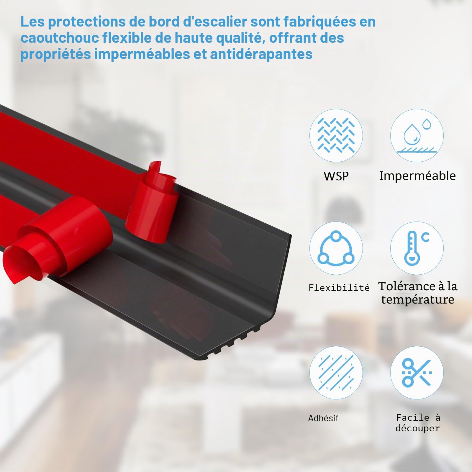 Nez de Marche Autocollant en PVC,10m Protection des Bords d'escalier avec Fonction Antidérapante,pour protéger contre les chutes Idéal pour l'intérieur et l'extérieur(Noir)
