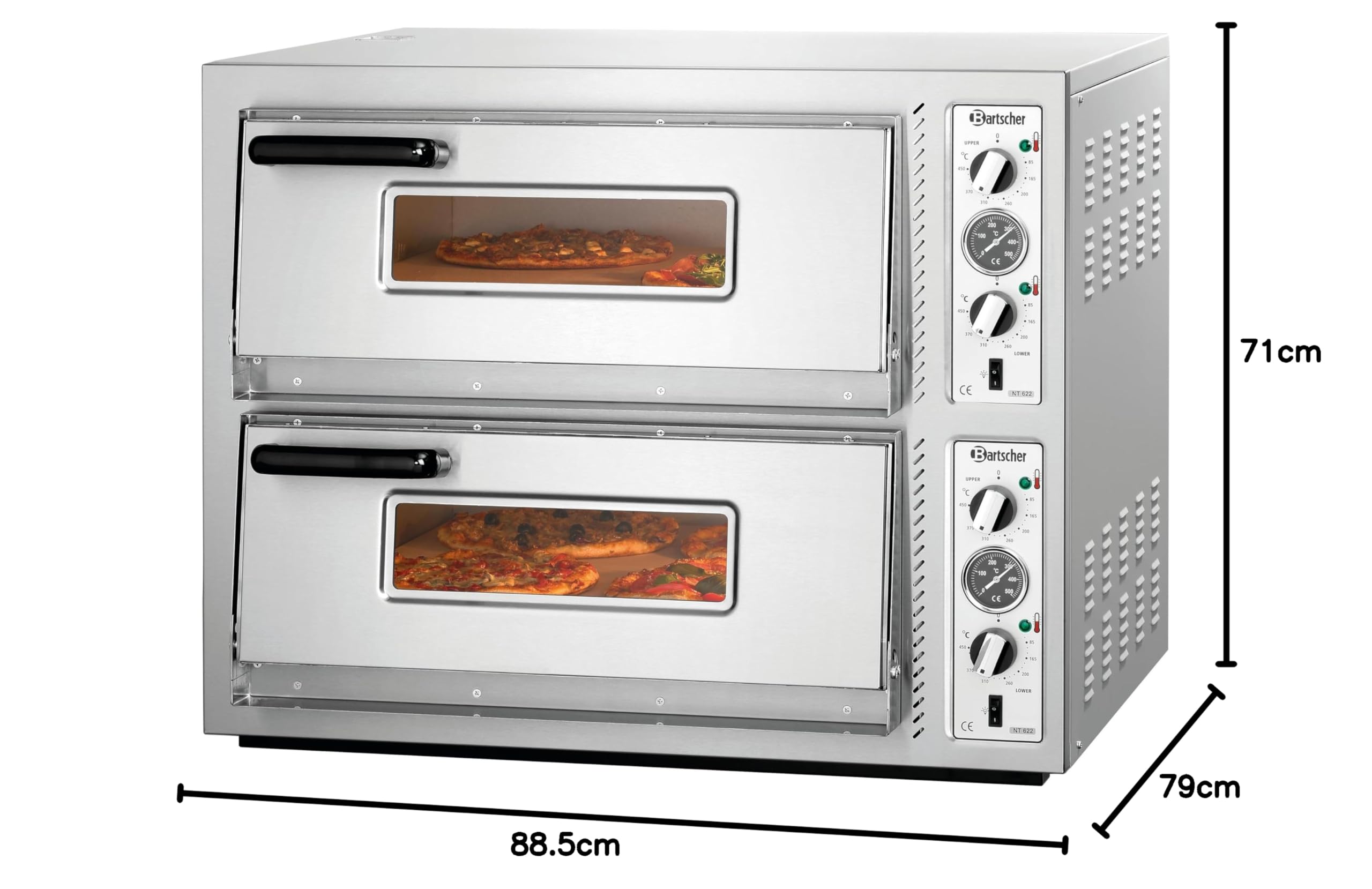 Forno per pizza elettrico doppio NT 622 T, 10 kW - Bartscher 2002095