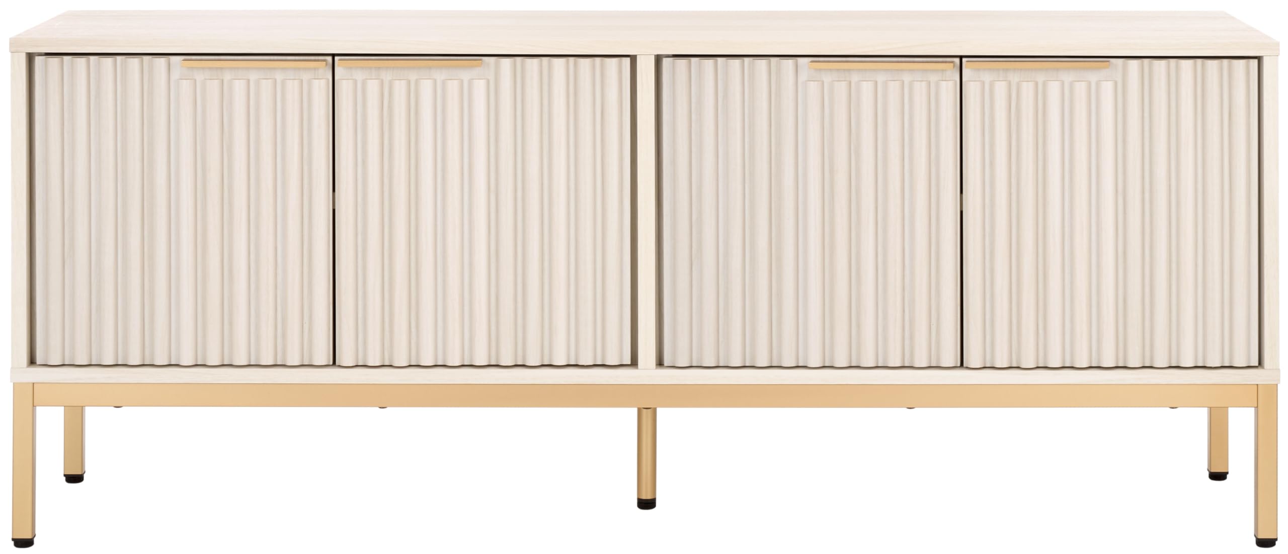 SAFAVIEH Lylia TV Stand for up to 65" Flatscreen – White & Gold, 4 Doors with Interior Storage, Entertainment Media Console Cabinet (MED9623C)