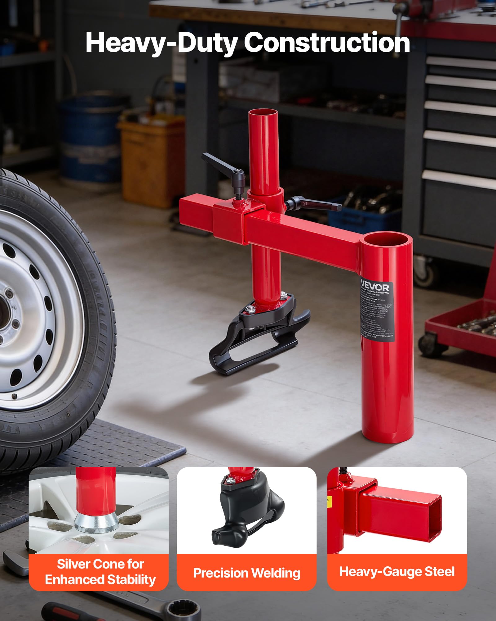 VEVOR Kit Adaptador de Cabeza de Cambiador de Neumáticos Manual con Cono Plateado, Apto para Ruedas de 406 mm a 533 mm, para la Mayoría de Automóviles, SUV, Camiones, Vehículos de Todo Terreno
