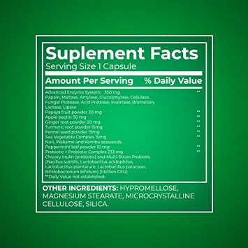 Digestive Enzymes 60 Vegetarian Capsules, Enzimas Digestivas with Probiotics and Prebiotics, Enzymes for Digestion, Daily Digestive Health Supplement (Pack of 2)
