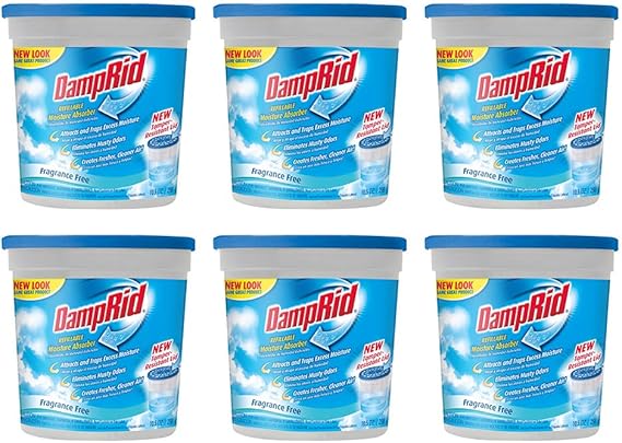 DampRid Refillable Moisture Absorber, Fragrance Free, 10.5 Ounce (Pack of 6)