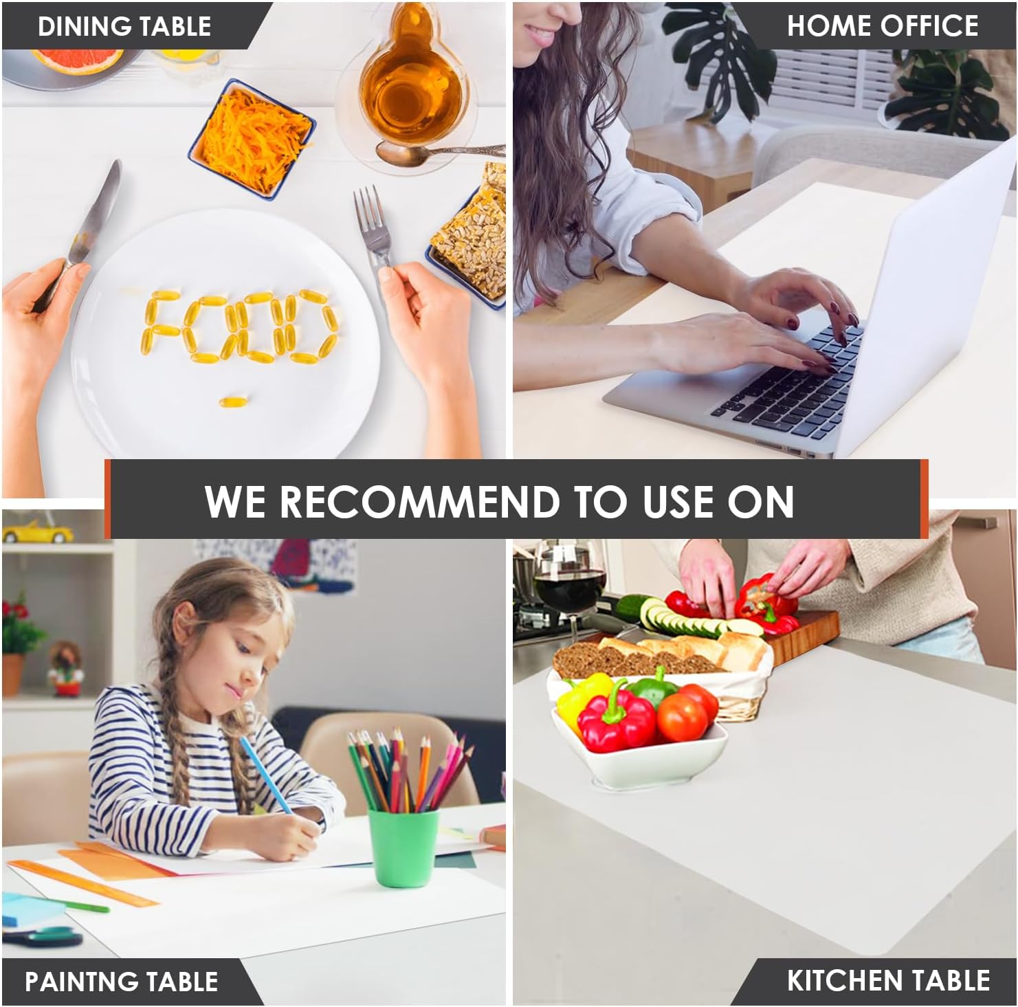 Standard SiliconeTable Placemat, Food-Grade Silicone Table Mat for Baking Pastry Non-Stick, Kids Nonslip Dinner Placemat Heat Resistant Waterproof Countertop Protector (Translucent white) image 5