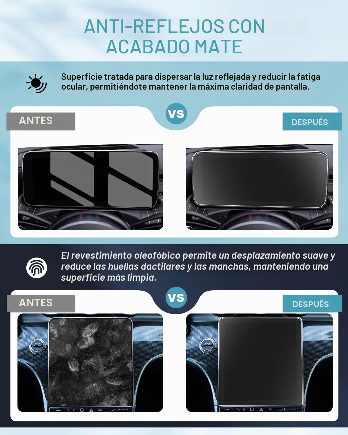 CDEFG Compatible con Mercedes-Benz Clase C W206 GLC X254 2021-2023 2024 2025 Navegación Protector de Pantalla 9H Antihuellas GPS Mate Tempered Glass Protector de Pantalla Accesorios 2 Piezas