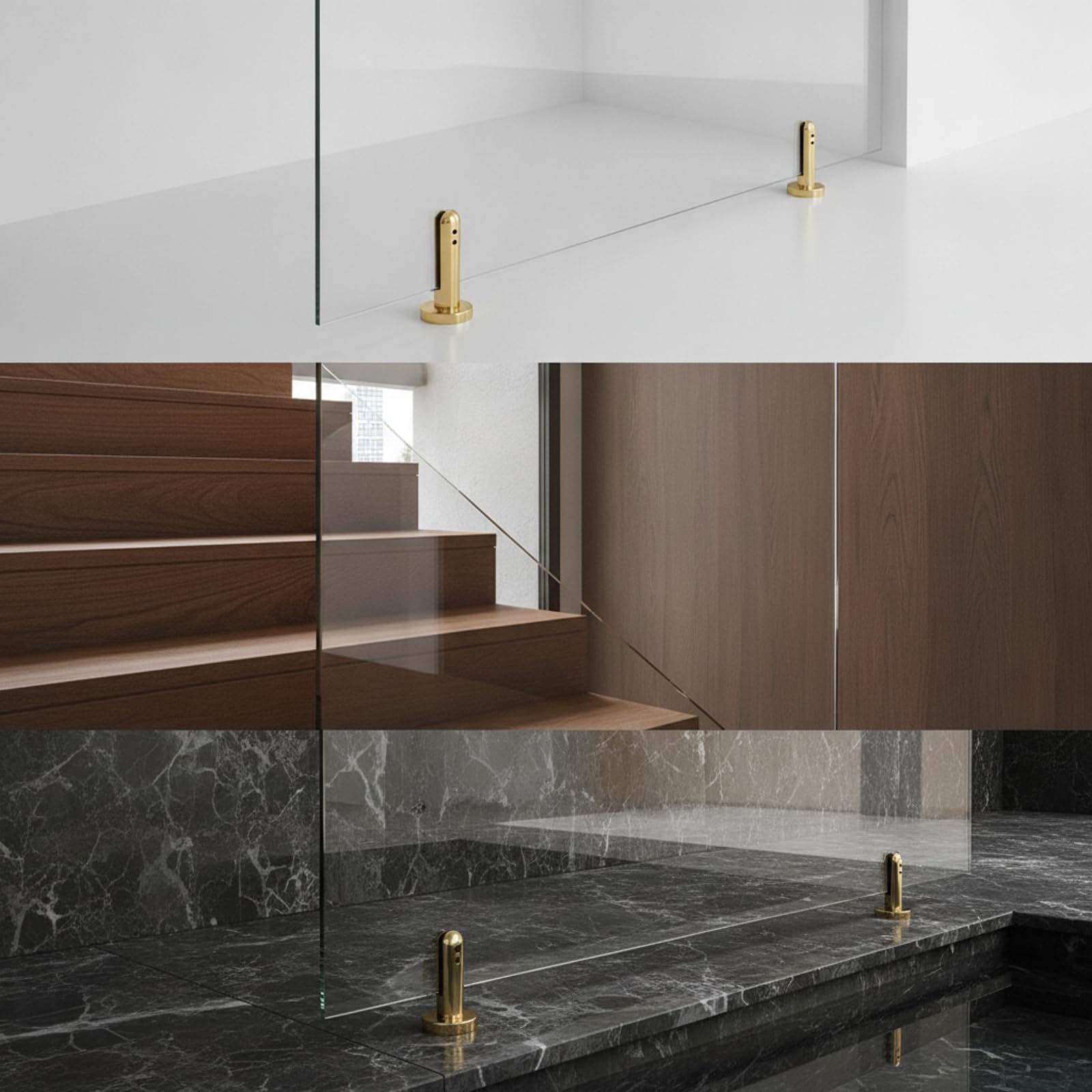 Herraje para Piscina Soporte Abrazadera Montura Sostén Acero Inoxidable 304 de Larga Vida con Inserto Acolchado Diseño Cilíndrico Pulido Dorado