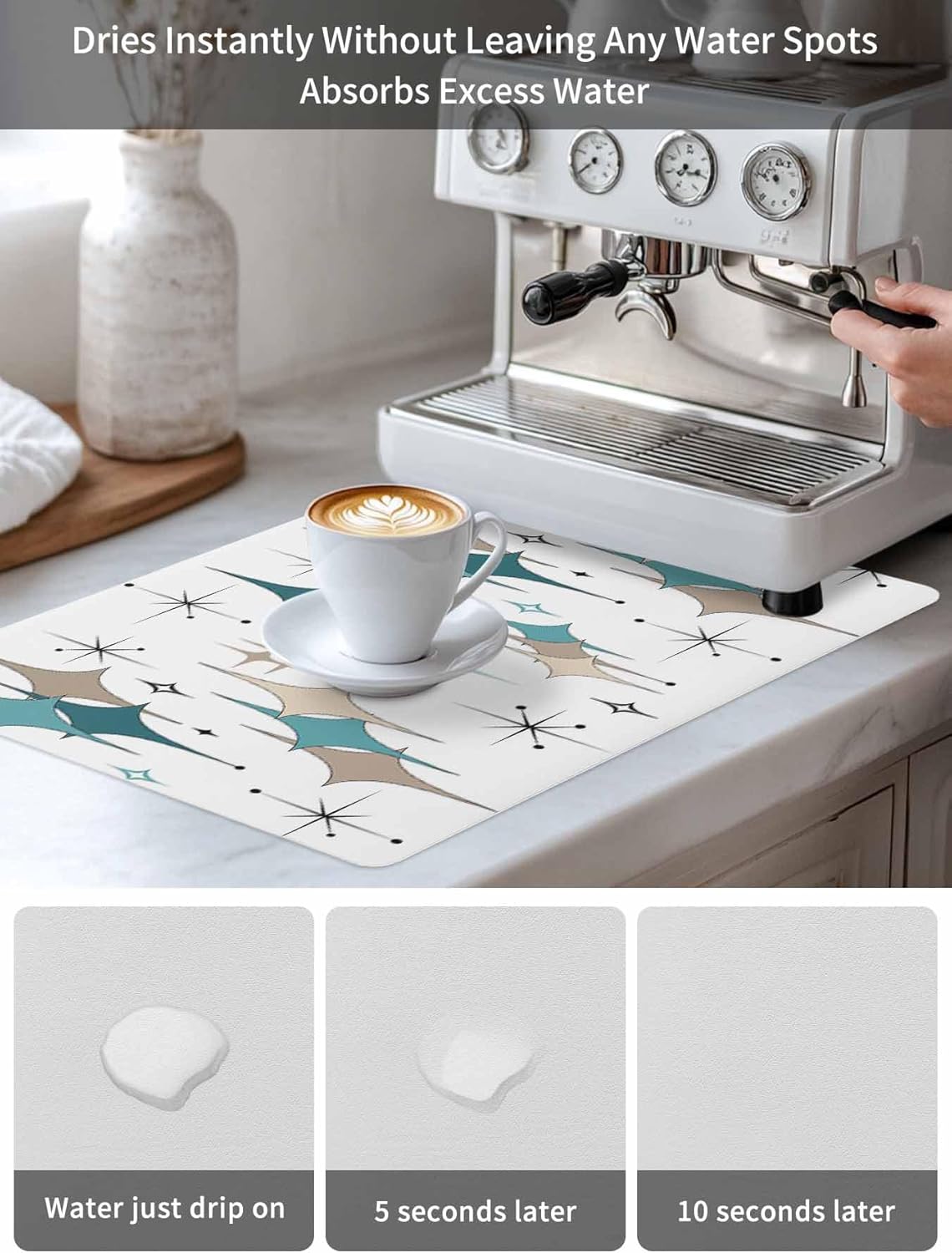 水切りマット 45x60cm コーヒーマット テーブルマット 撥水 吸水 速乾 滑り止め 厚手 キッチン 作業台用 食器 マガモ緑