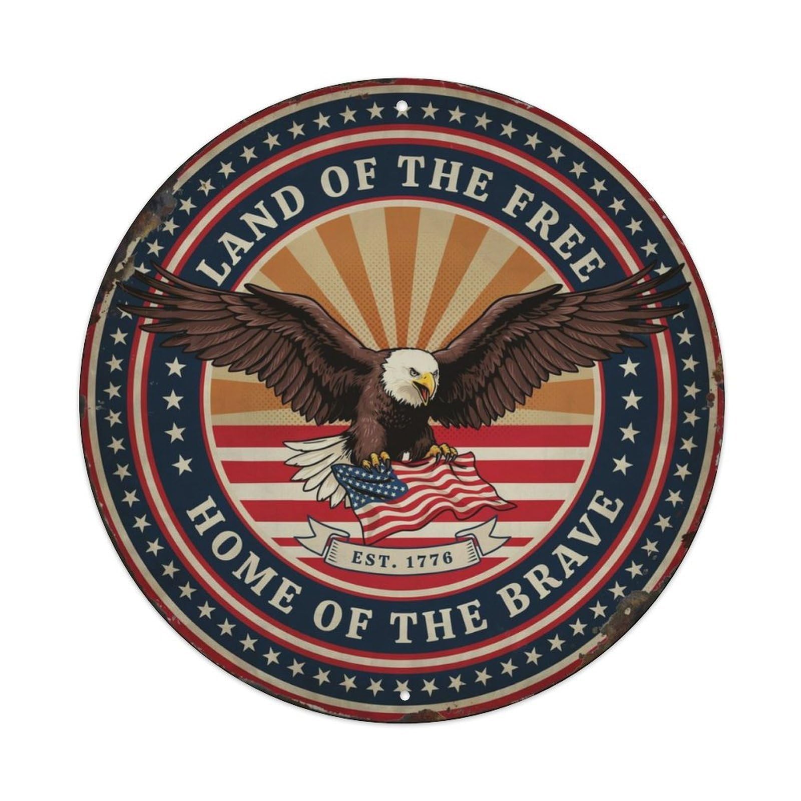 American Eagle Flag Metal Tin Sign Plaque