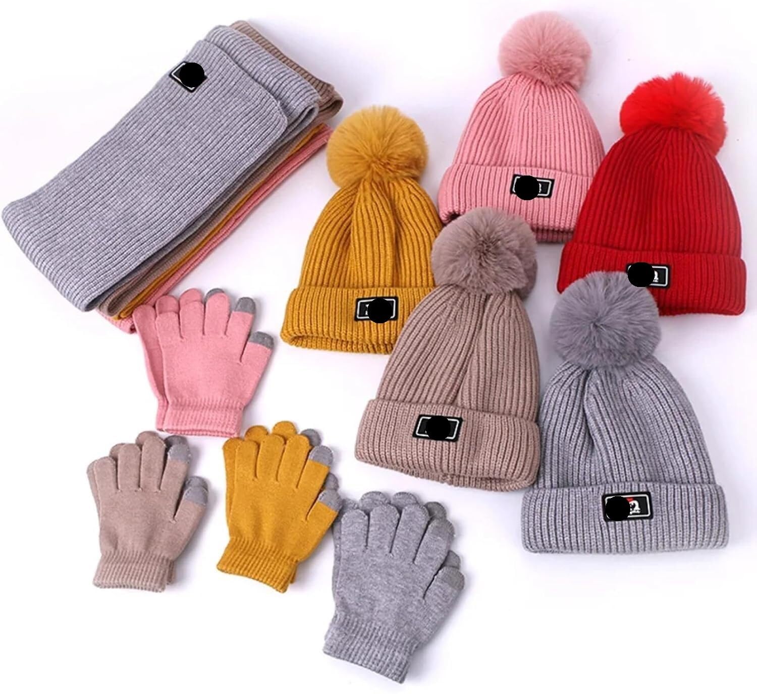 Sciarpa lavorata a magliaSciarpe for donna Bambini Inverno caldo berretto lavorato a maglia Sciarpa Guanti Set Berretto caldo da esterno con fodera Guanti sciarpa cappello for bambini