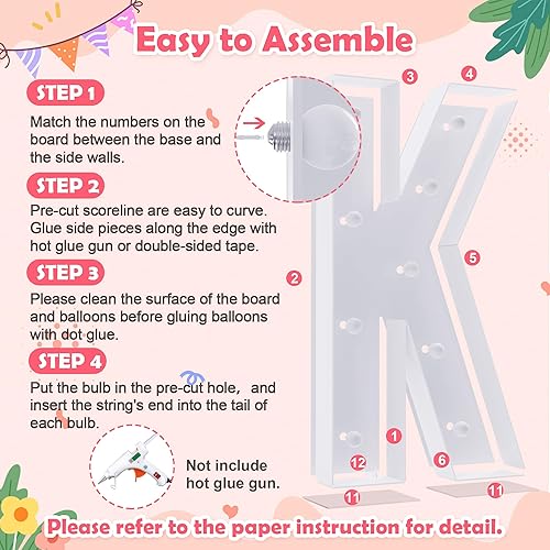 Miniatura 3 de Asee'm Letras iluminadas de marquesina de 4 pies, marco de mosaico de letra K precortada, decoración de tablero de espuma grande para fiesta,