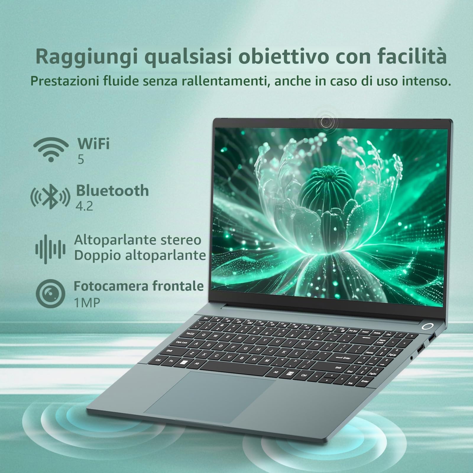 Notebook 15,6 Pollici, AND Ryzen 5 7520H, Win11 PC Portatile 16 GB RAM 512 GB SSD, Laptop Grafica Radeon, Digitale Tastiera Retroilluminata/Sblocco Impronta Digitale, Type-C+Mini-HDMI+5000mAh Battery