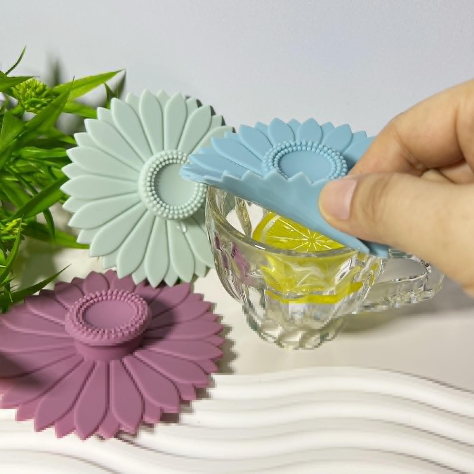 6Pcs Sunflower Silicone Cup Covers Ulticolored Flexible Ug Lid Cover