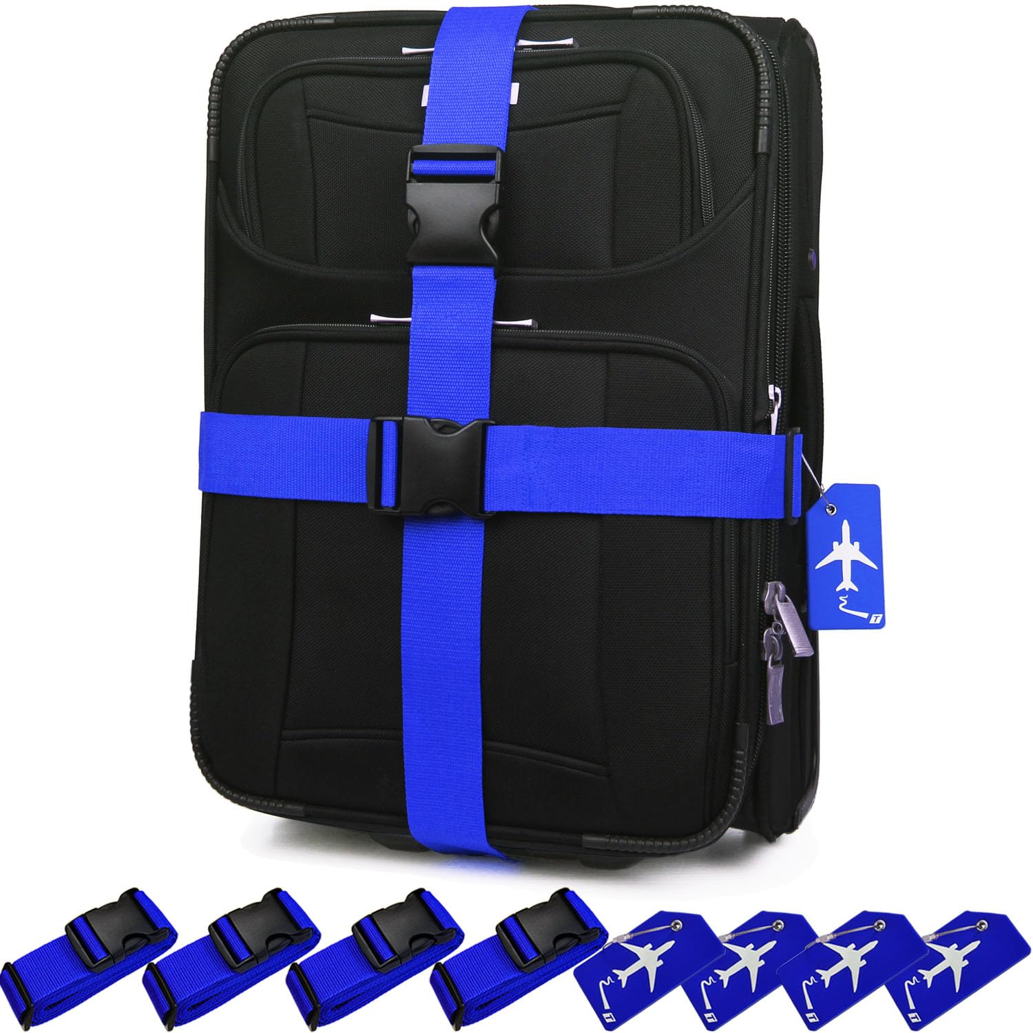 TRANVERS 8Pack Luggage Straps and Tags Set 79” Heavy