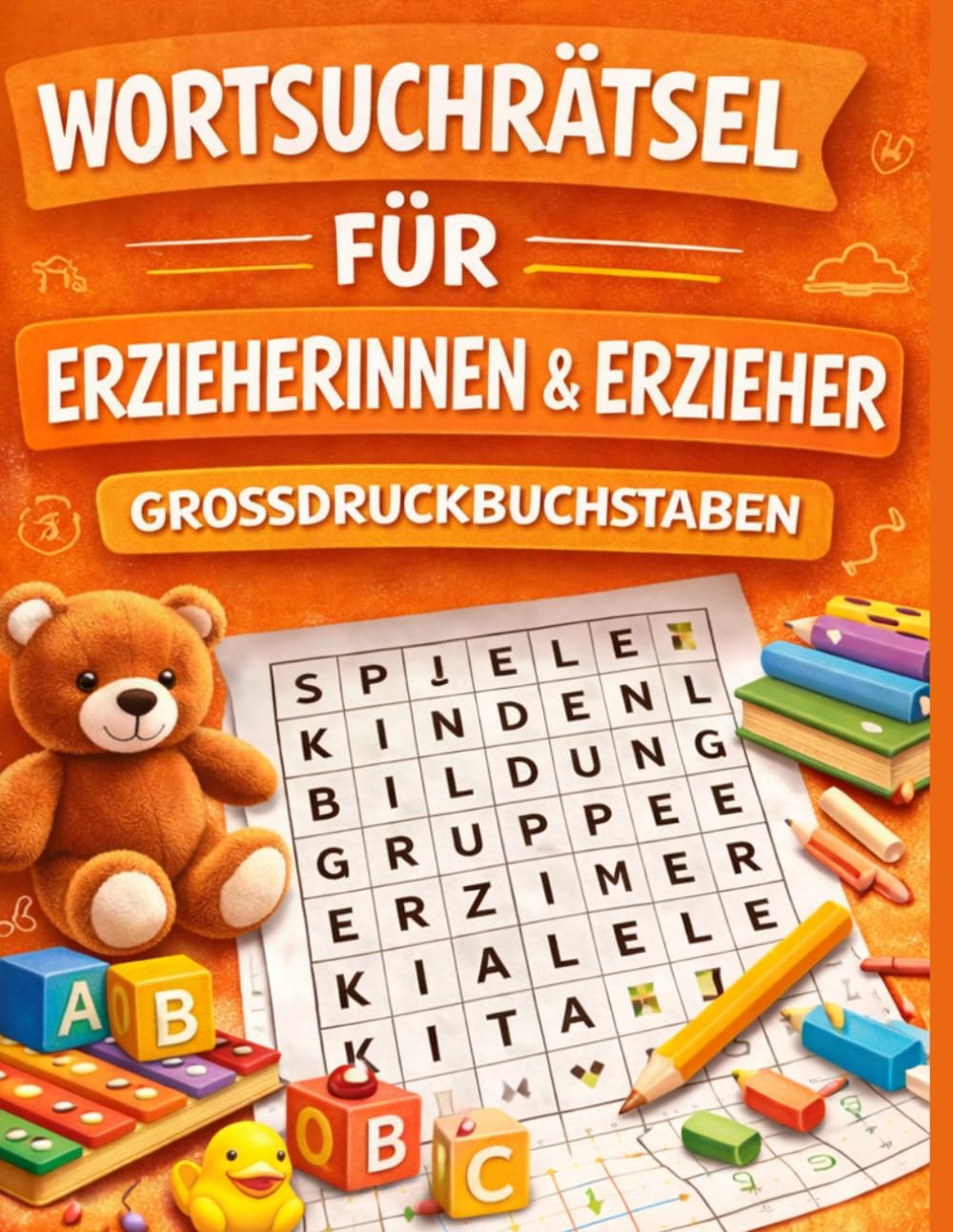 Wortsuchrätsel für Erwachsene - Erzieherinnen & Erzieher Großdruck: Über 800 versteckte Wörter | Entspannung und Gehirntraining | Ideal für Senioren | ... (Wortsuchrätsel rund um Berufe)