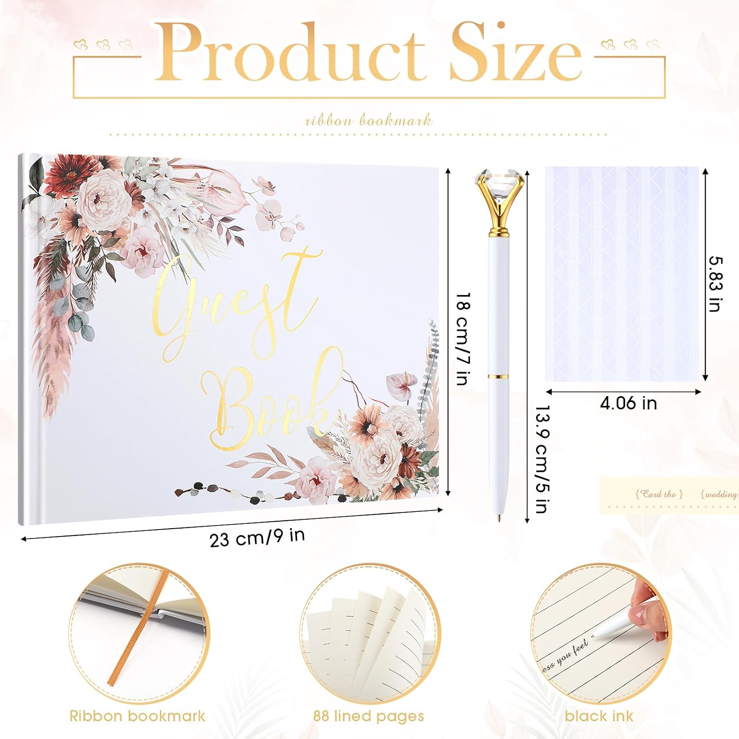 Engrowtic Wedding Guest Book 7x9 Inch Photo Guestbook, Rose