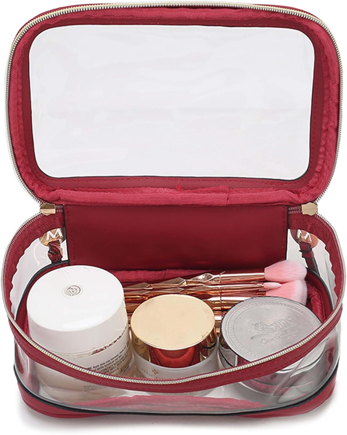 MKF Collection 3PCS Stylish Cosmetic Bag Portable Makeup Travel Organizer Case With 7 Makeup Brushes by Mia K