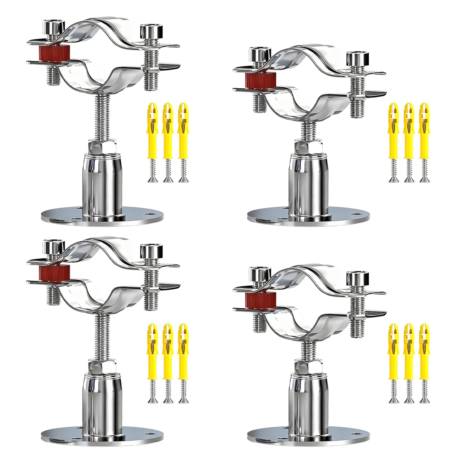 4 Pcs 304 Stainless Steel Pipe Clamp Hanger, Adjustable 30-50mm Pipe Support Bracket with Screws, for 8-10mm（0.31"-0.39"） Diameter Tube, Wall & Ceiling Mount Pipe Fastener