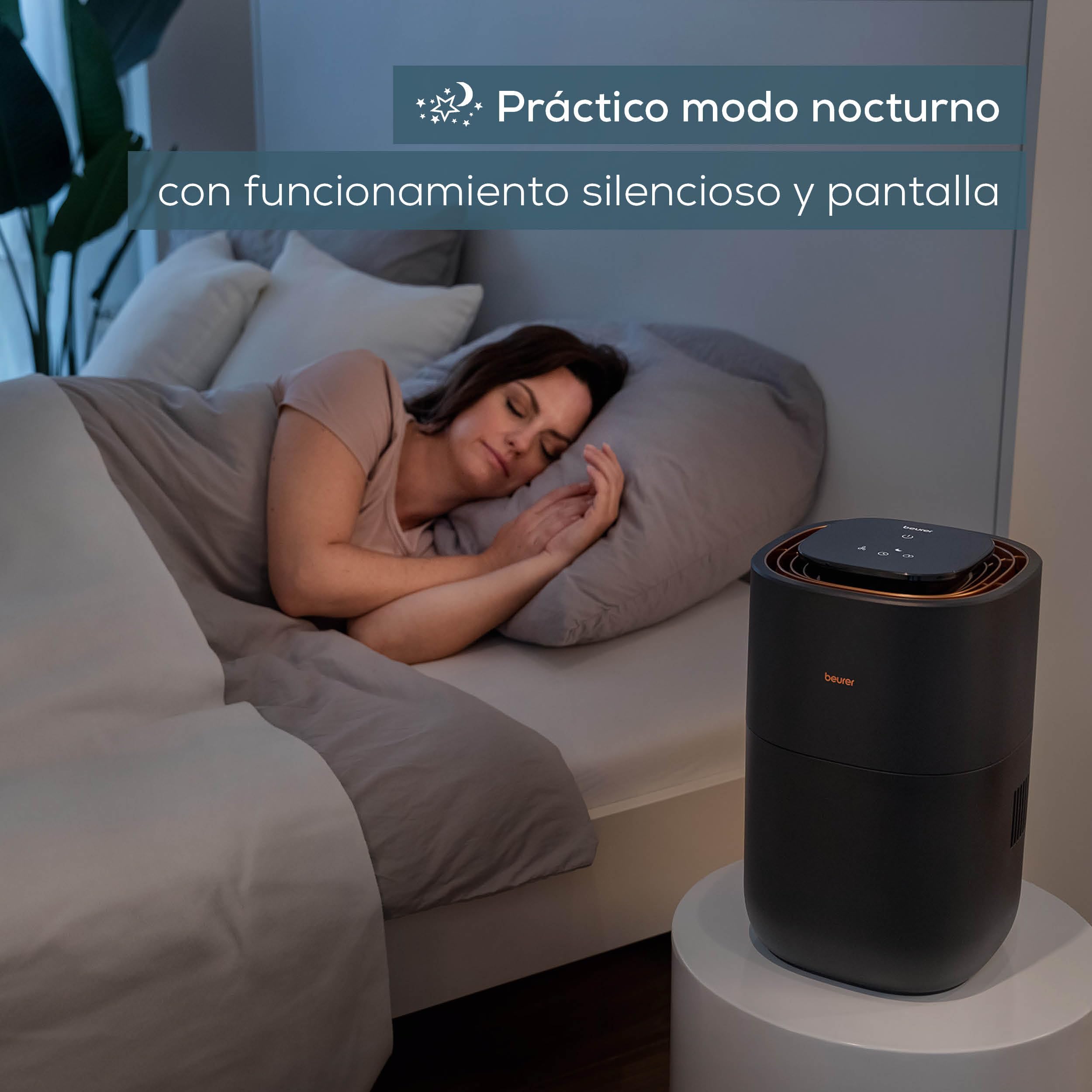 Beurer LB 300 Plus Humidificador con eficiencia energética y tecnología de evaporación en frío, indicador de humedad en color, función de secado higiénico del filtro, para habitaciones de hasta 45 m²