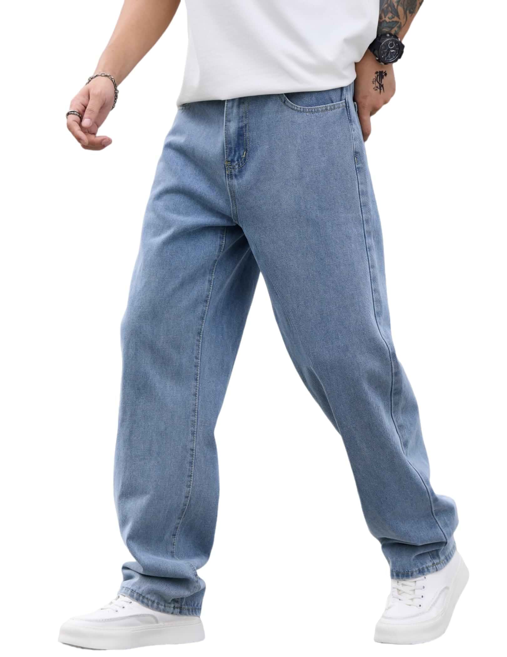Mens Jeans Straight Leg Pant Y2K Casual Trousers Streetwear Work Office, Loose Fit, Straight Leg, Vintage 2000s, Hip Hop, Skater Streetwear, Men's Clothing