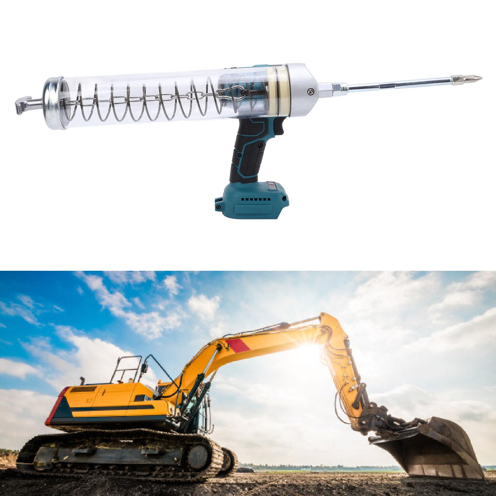 Generic Elektryczny Pistolet Smarowy, Przenośny Wysokociśnieniowy 12000 PSI Przepływ 6 Uncji/Min Zmienna Prędkość Spustu Automatyczny Pistolet Smarowy z Wbudowaną Diodą LED