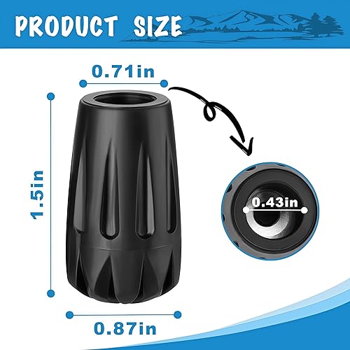 Miniatura 2 de 8 piezas de accesorios para bastones de trekking de repuesto duraderos de diamante negro, puntas de goma para bastones de senderismo para todos los