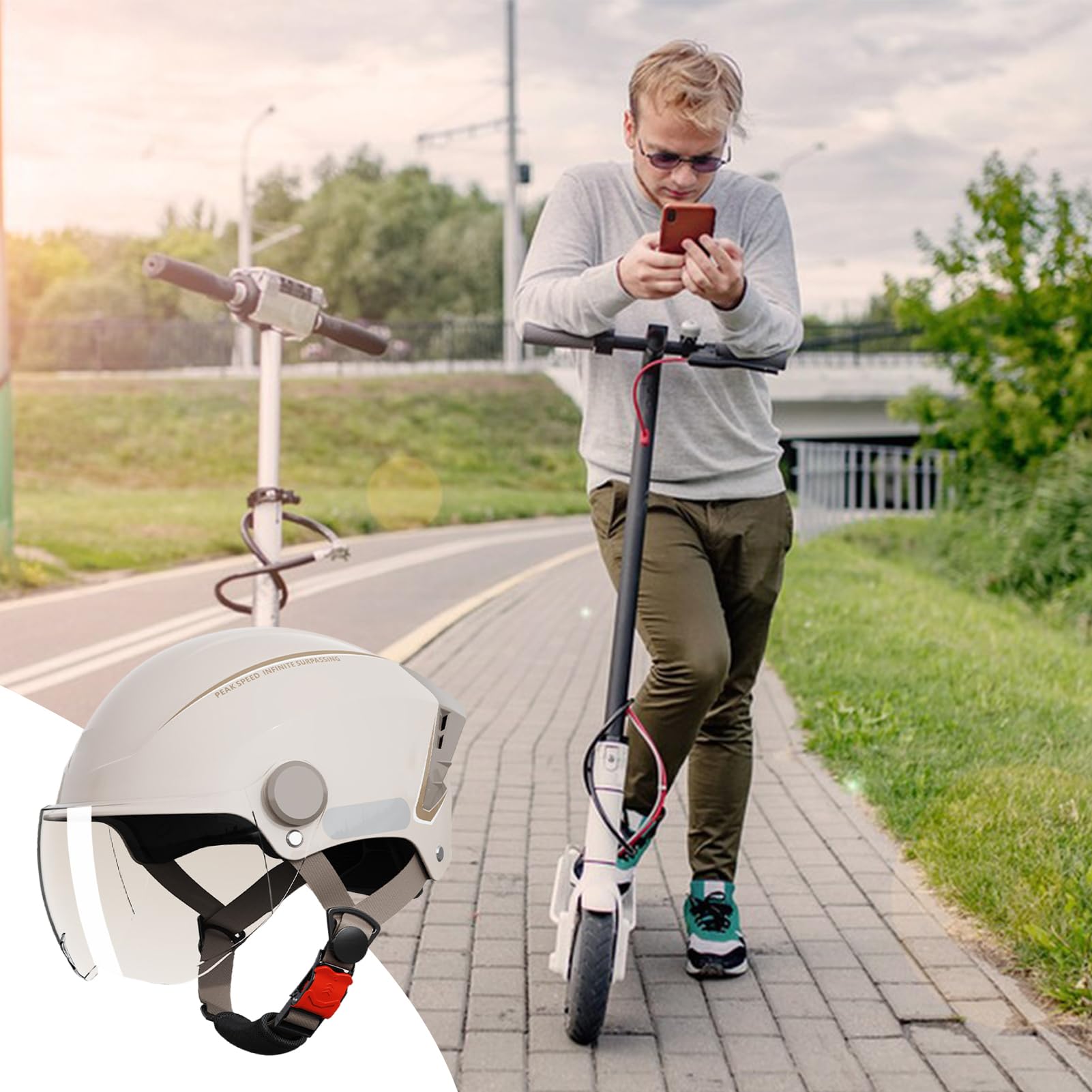 Casque De Cyclisme, Casque Trottinette Electrique Adulte, Highly-Protective Casques Vélo, Demi Casques Léger Et Réglable, Équipement de Protection