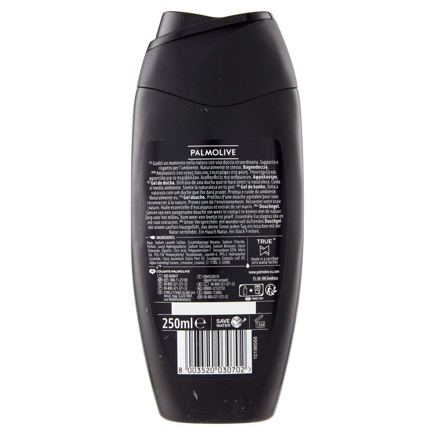 Palmolive Doccia Schiuma Men Refreshing 3in1 Corpo, Viso e Capelli, 12 Pezzi da 250 ml