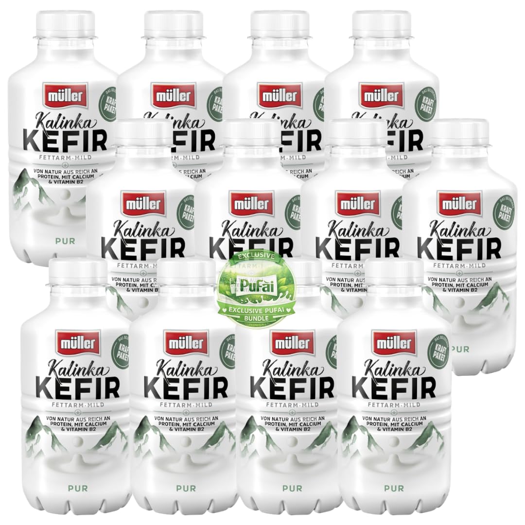 PUFAI Bundle – Kefir Pur 500 g x 12 | Fermentiertes Milchgetränk natur | Kühlpflichtiges Frischeprodukt im Vorratspack