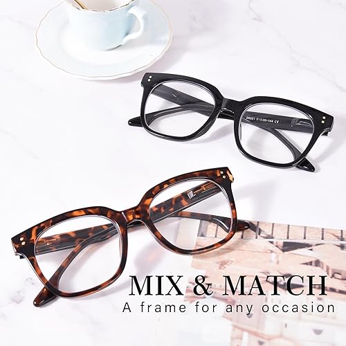 Miniatura 6 de Avaeye Lentes de lectura para mujer, de gran tamaño, cuadrados, con bloqueo de luz azul, lentes transparentes para computadora para mujeres y hombres