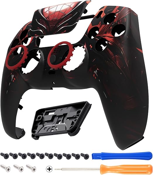 eXtremeRate Luna Redesigned Front Shell Touchpad Compatible with ps5 Controller BDM-010 020 030 040 050, Spider Armor Replacement Faceplate Case Custom Touch Pad Cover Compatible with ps5 Controller - 1