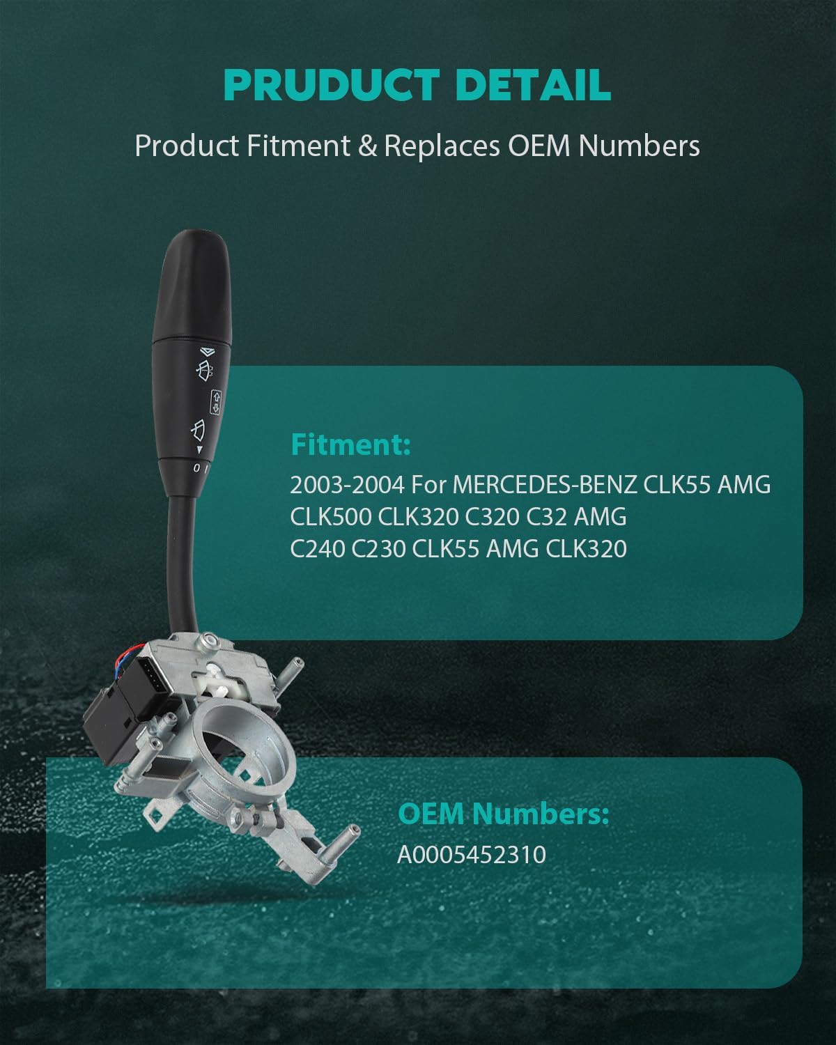 Multi-Function Combination Switch,Turn Signal Switch Fits for 2003-04 for Mercedes-Benz CLK55 AMGCLK500 CLK320C320 C32 AMG C240 C230 CLK55 AMG CLK320, Front OE A0005452310