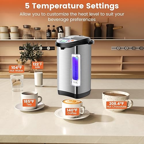 Miniatura 5 de ARLIME 5L Hot Water Dispenser, Electric Water Kettle with 3-way Dispense, LCD Display & 5 Temp Settings, Stainless Steel Water Boiler and Warmer for