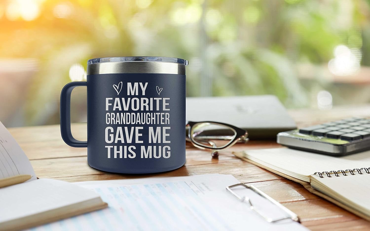 Gifts for Grandpa from Grandaughter, Grandson, Kids on Fathers Day, Christmas, Birthday - Funny Coffee Mug Gifts for Grandparents - Grandparents Insulated Stainless Steel Mug 14oz Navy - Image 5
