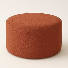 Puff Redondo Grande 60cm Bouclé Luxo Orgânico Sofisticado (Terracota)
