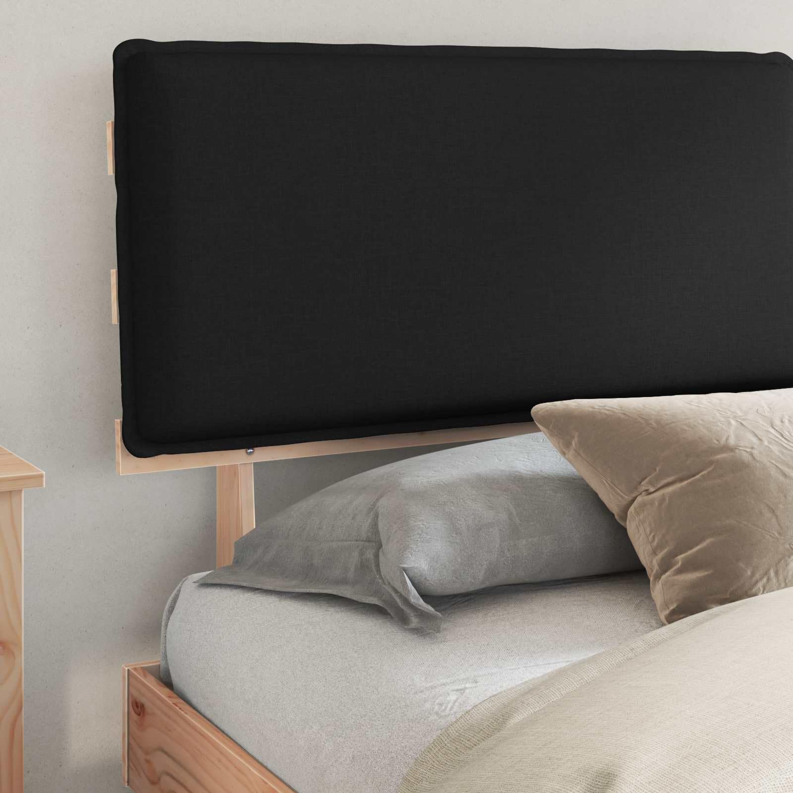 Z litego drewna sosnowego tapicerowane pianką Czarny 200 x 200 cm
