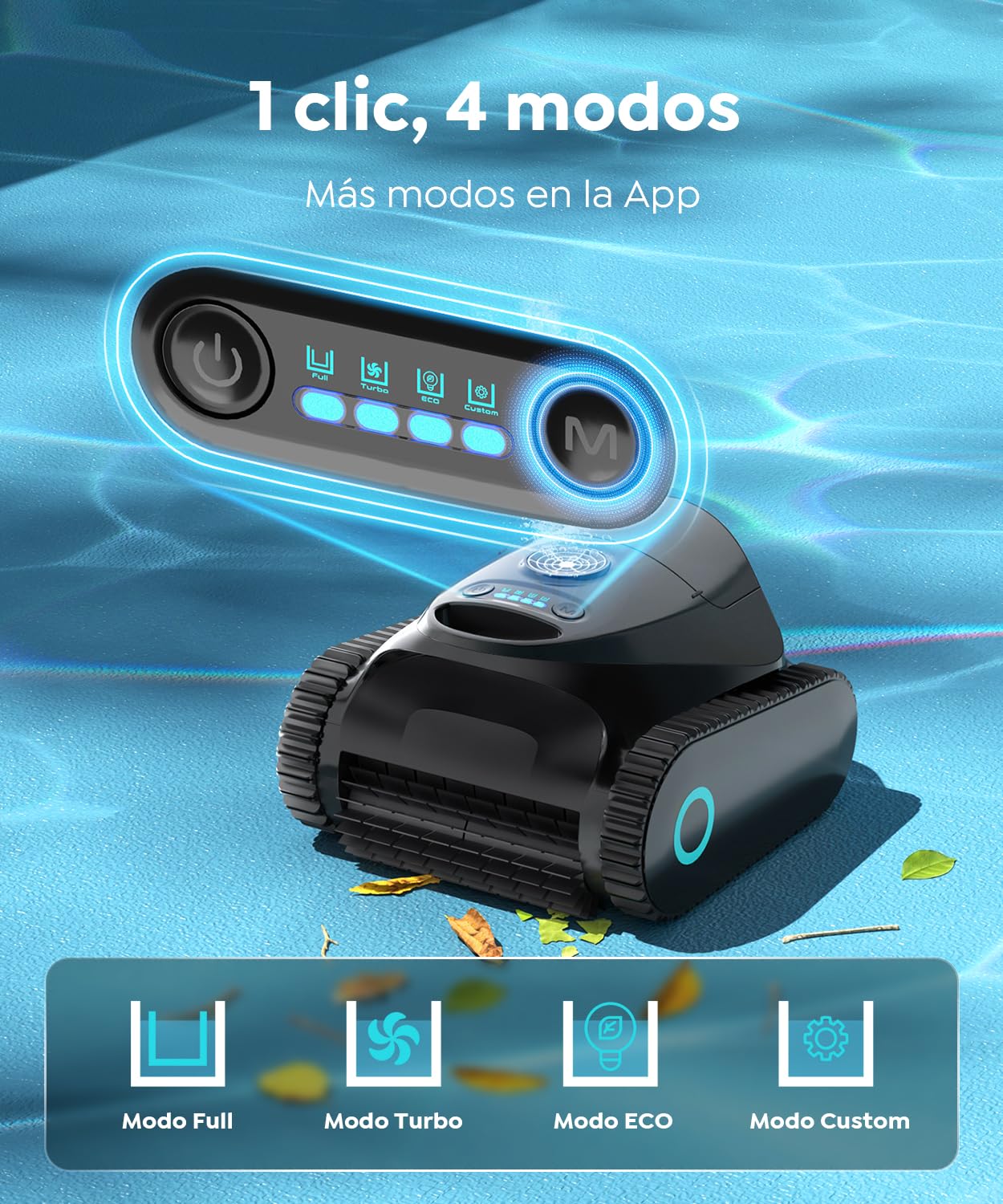 2026 C1 Robot Piscina Limpiafondos y Paredes, Autonomía 180 min, 3 Motores, Succión Potente, Control por App,Doble Filtración, Robot Limpiafondos Piscina Inalámbrico 150㎡,Negro