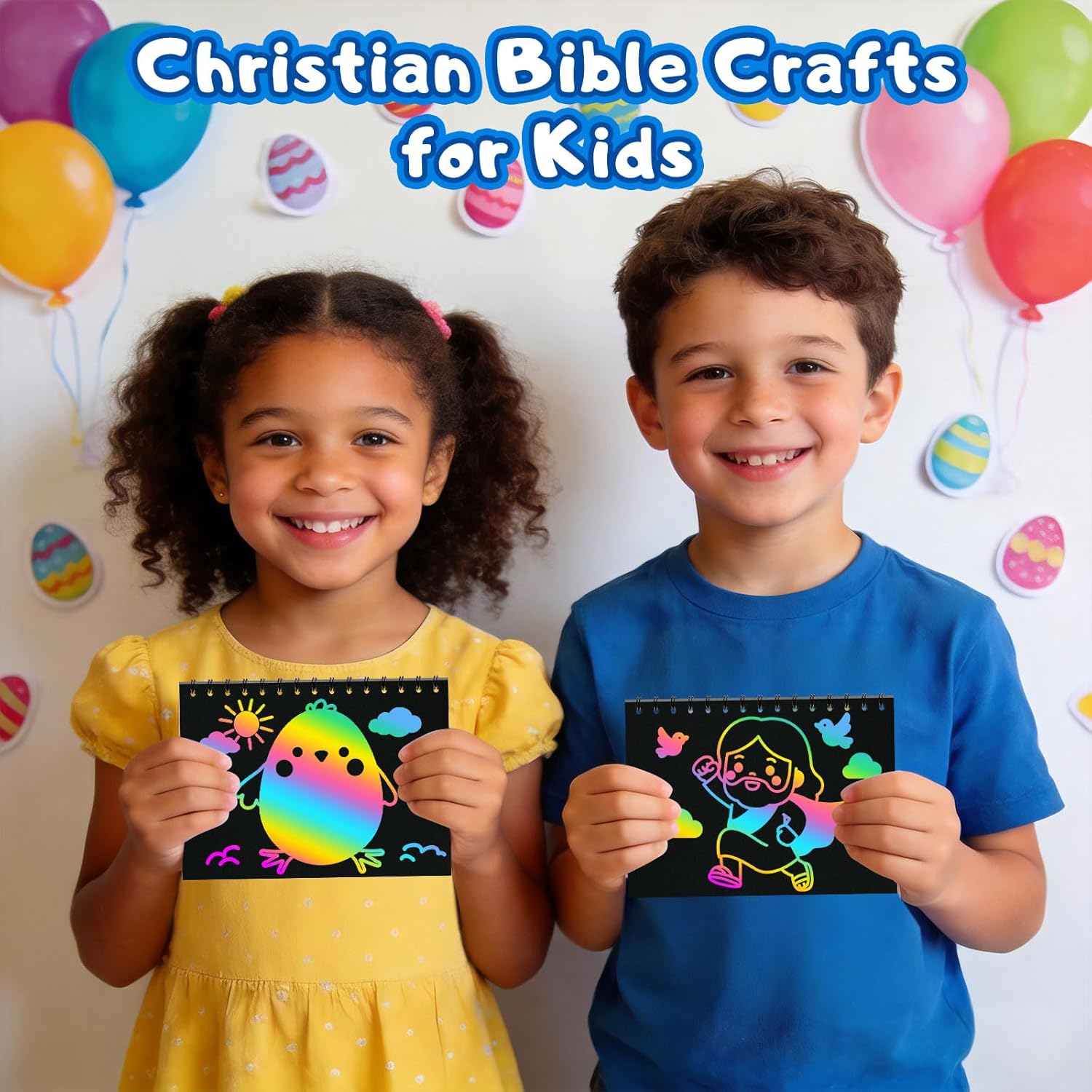 Rainbow Scratch Paper Party Favors: 24 Pack Christian Rainbow Scratch Notebook, Goodie Bags Stuffers Coloring Books Party Favors for Kids 3-12, Bulk Classroom Birthday Gifts for Student
