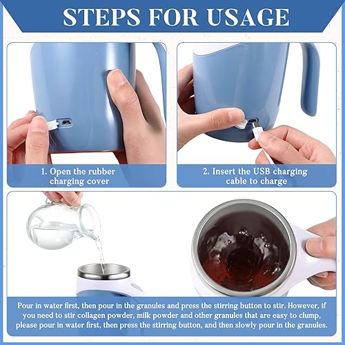 Vista 67 de Patelai 2 tazas de café autoagitables a granel, taza autoagitable recargable de 13.5 onzas, taza de mezcla automática de viaje para empleados regalo