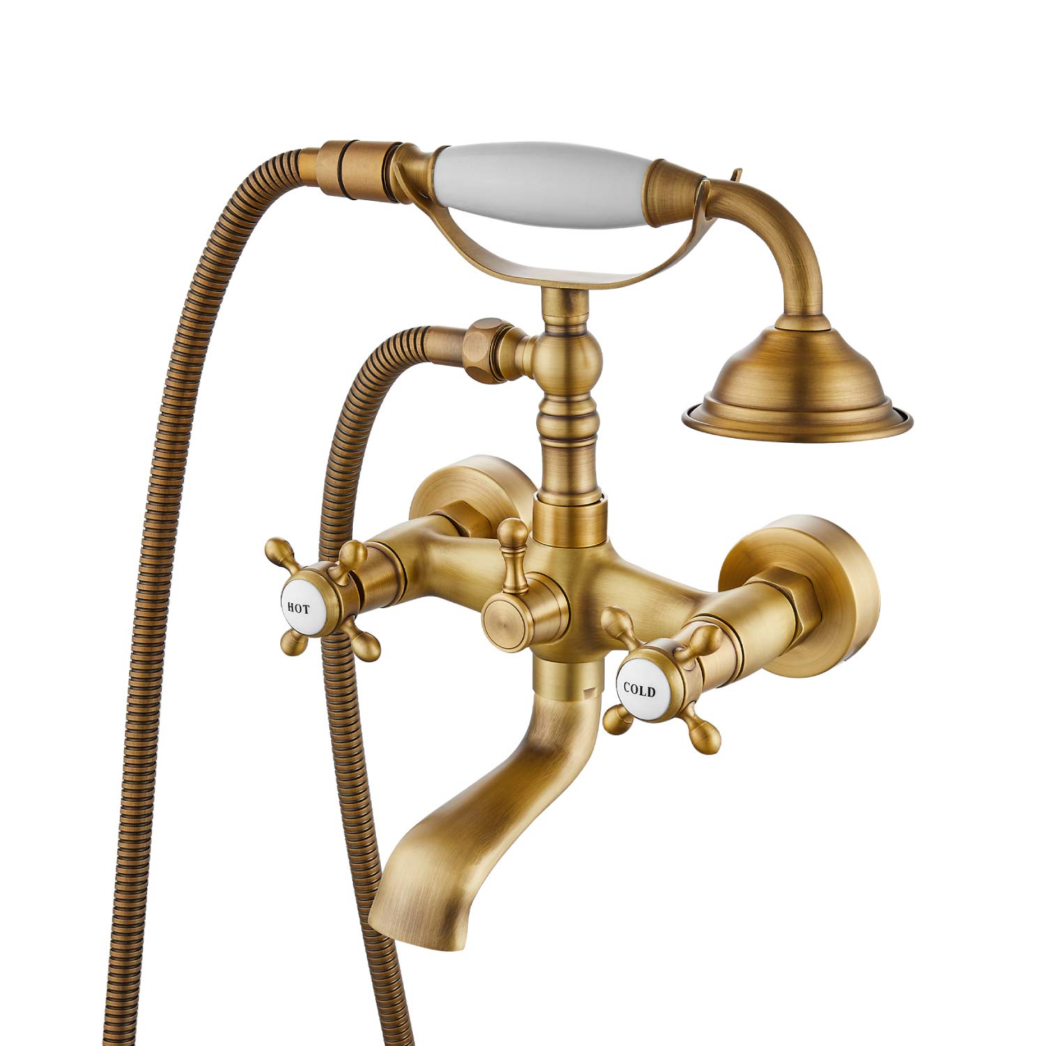 Buy Airuida Antique Brass Wall Bathtub Faucet With Handheld Shower
