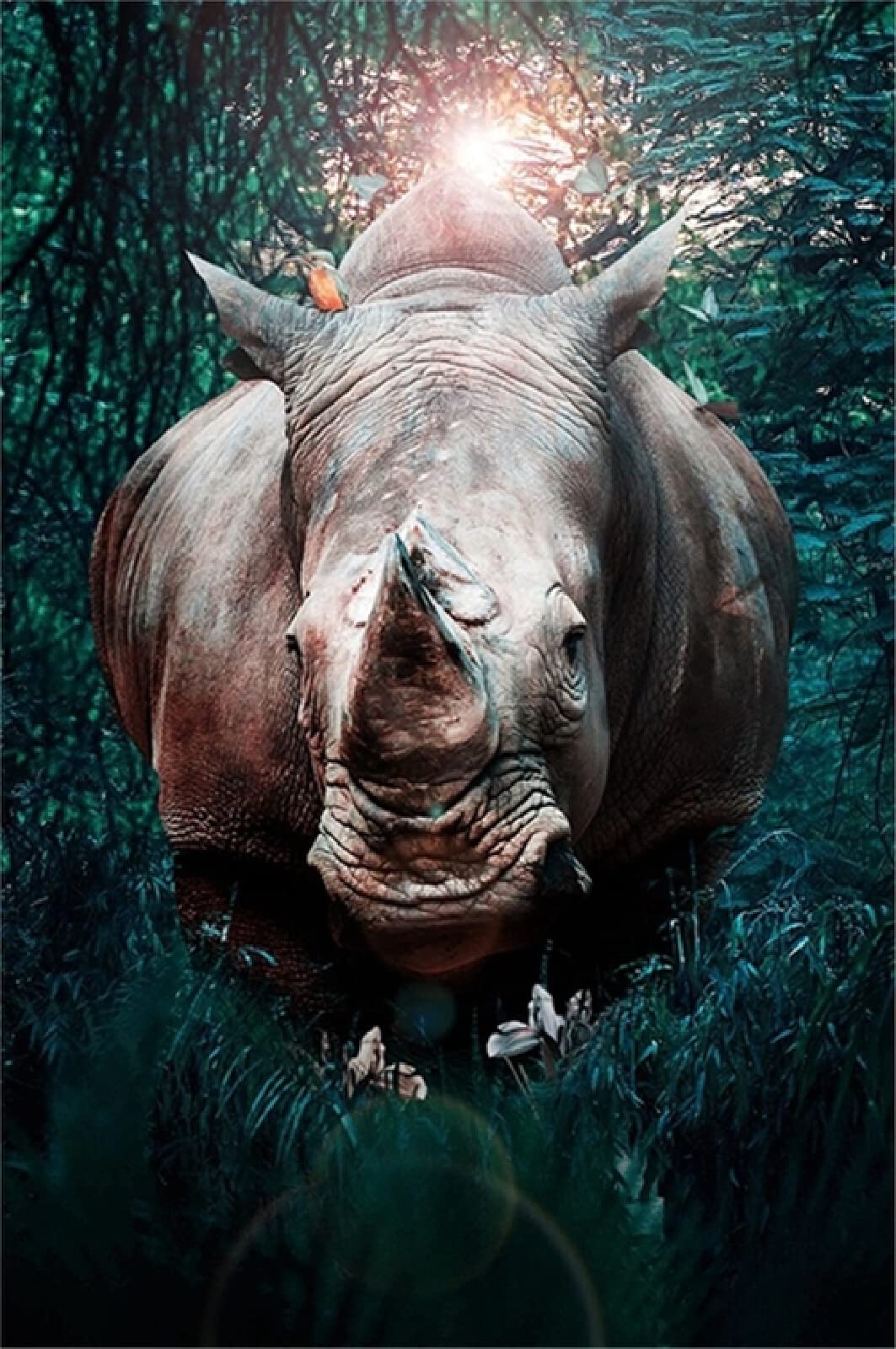 Esaah Diy 5D Diamond Painting Kits For Adults African Animal Rhino 30X40cm Diamond Art Painting By Number Kits Crystal Rhinestone Embroidery Cross Stitch Arts Craft Home Wall Decor Gifts (12X16in)
